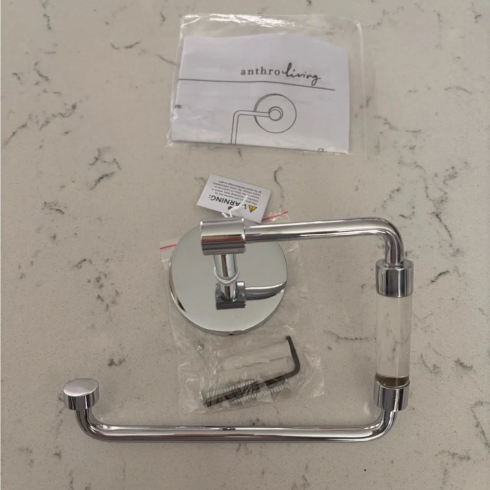 Anthropologie Chrome Wall-Mount Toilet Paper Holder
